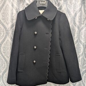 Kate Spade Black Scalloped Wool Coat